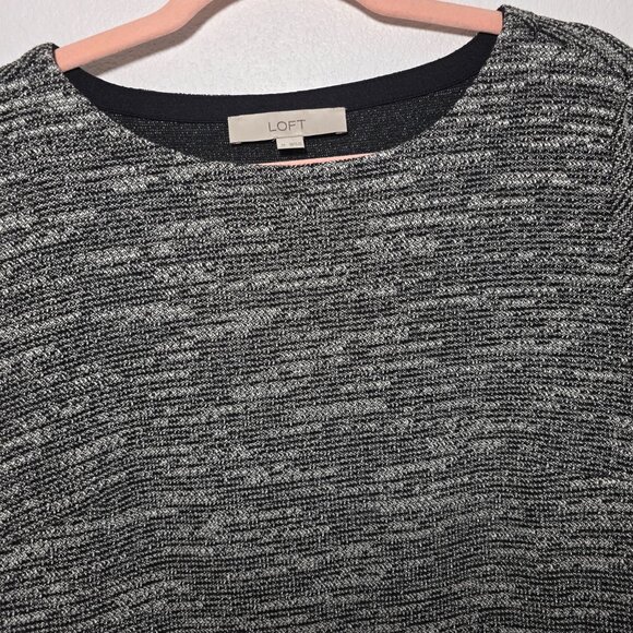 LOFT Women's Metallic Gray Sweater Dress, Medium, Balloon Sleeve, Fit & Flare - Picture 16 of 16